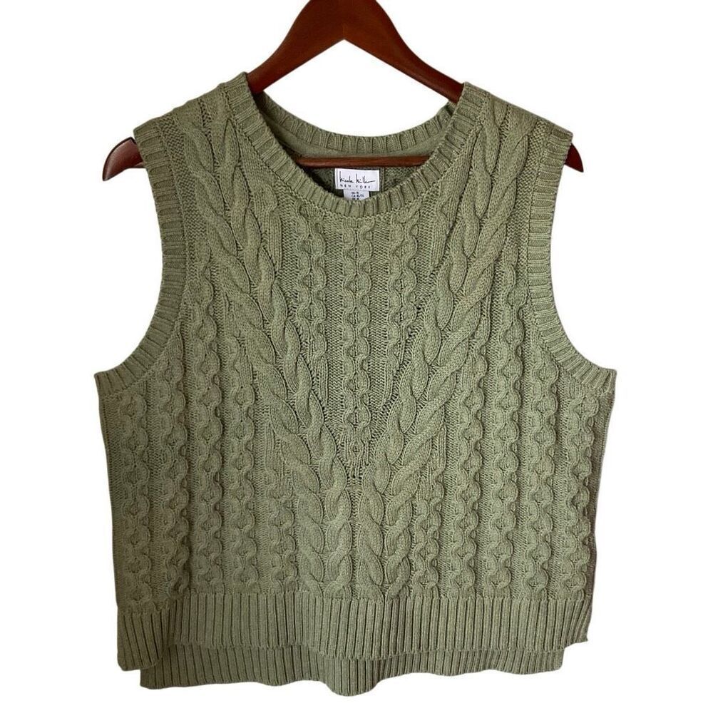 Moss green Knit Cable Scoopneck Pullover Vest, XL fishermancore tiktokfave Beaut